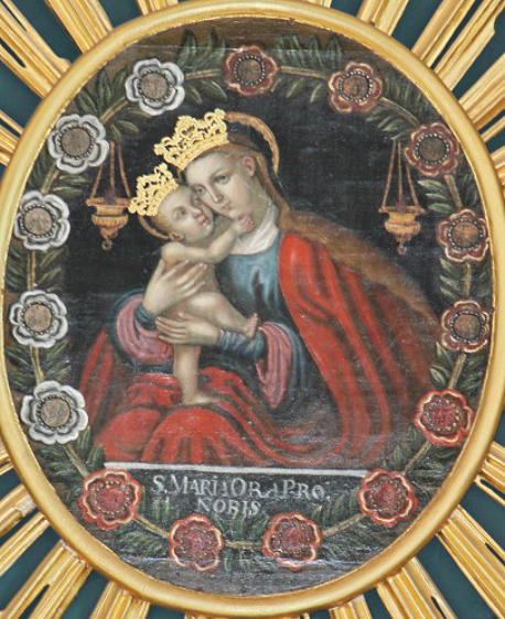 Rosenkranz Maria Vater-Unser Glasperle weiß rund 35 cm Madonna